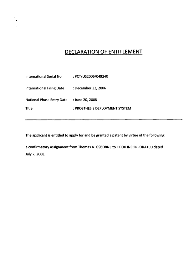 Document de brevet canadien 2634771. Correspondance 20080919. Image 2 de 2