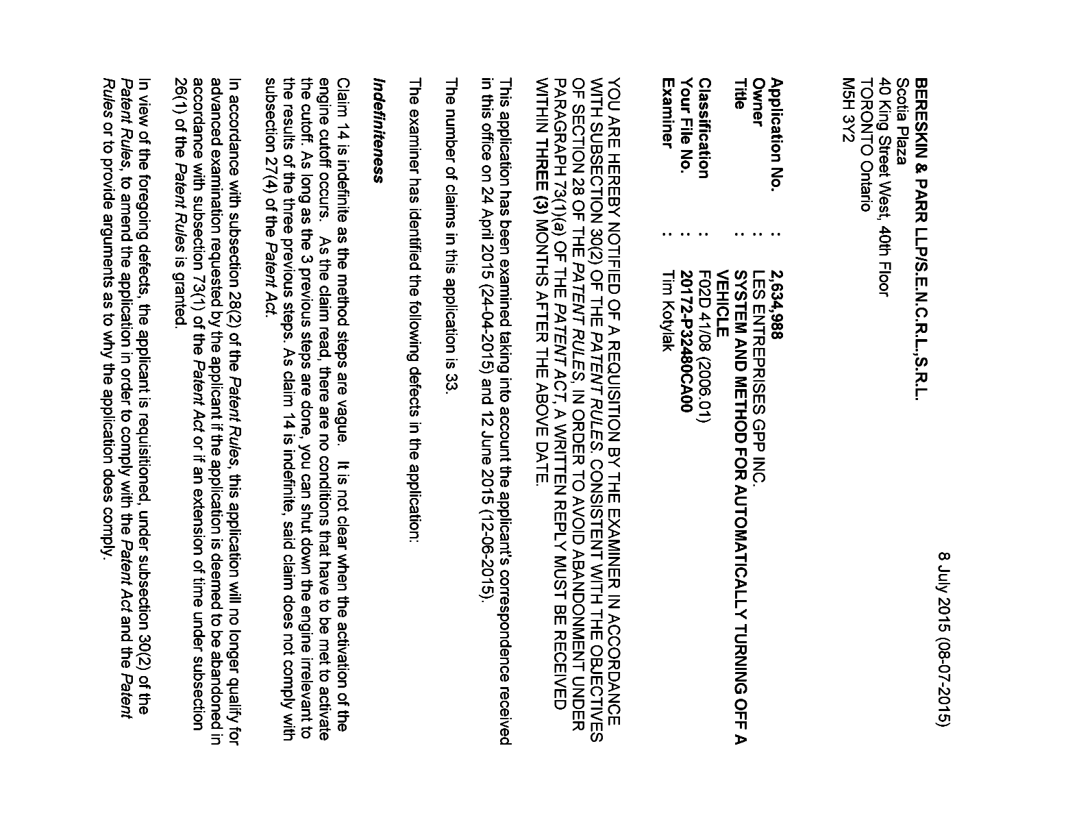 Document de brevet canadien 2634988. Poursuite-Amendment 20141208. Image 1 de 4