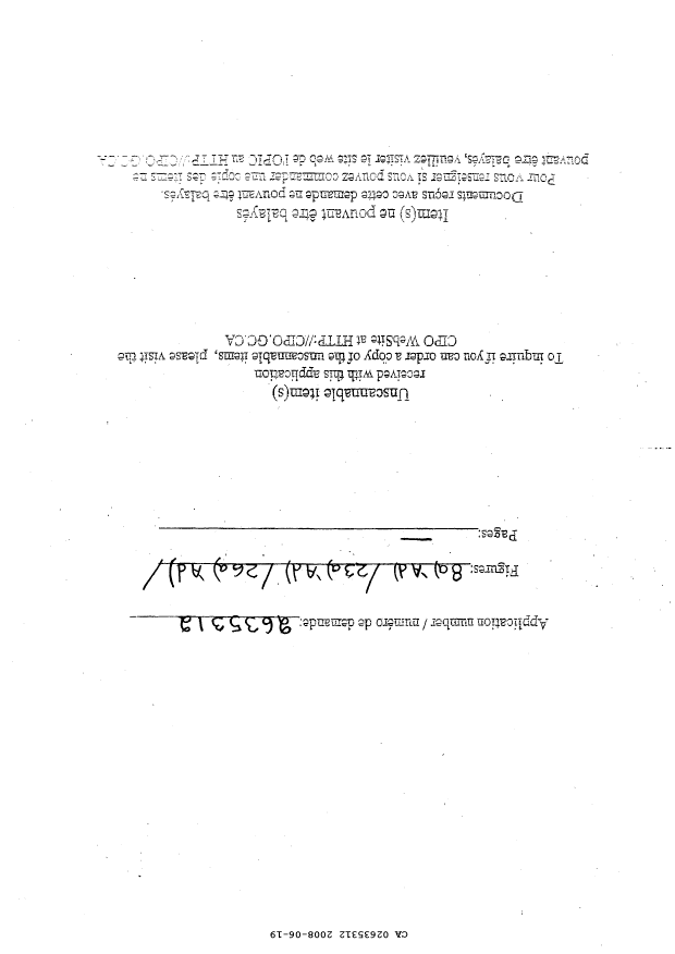 Document de brevet canadien 2635312. Dessins 20071219. Image 1 de 14