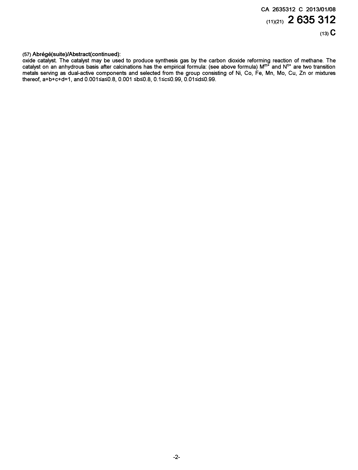Document de brevet canadien 2635312. Page couverture 20111218. Image 2 de 2