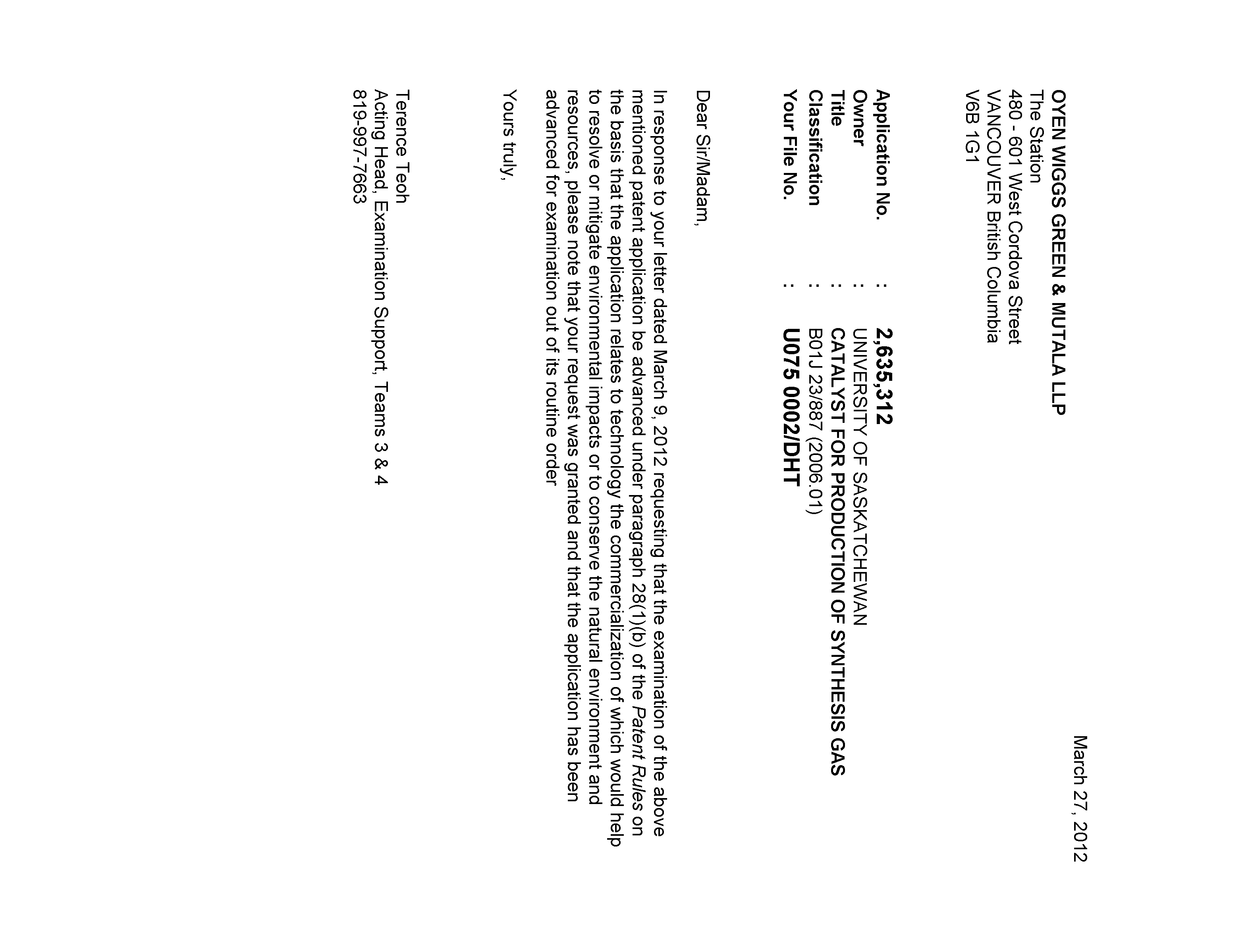 Document de brevet canadien 2635312. Poursuite-Amendment 20111227. Image 1 de 1