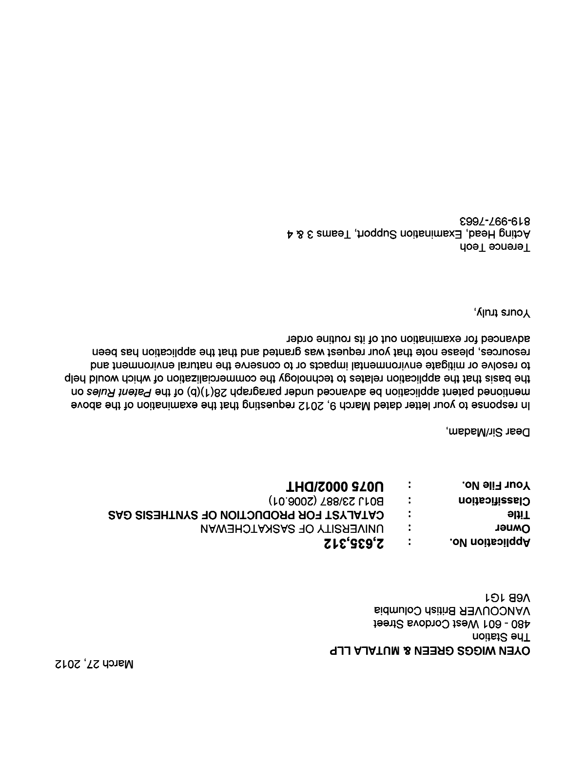 Document de brevet canadien 2635312. Poursuite-Amendment 20111227. Image 1 de 1