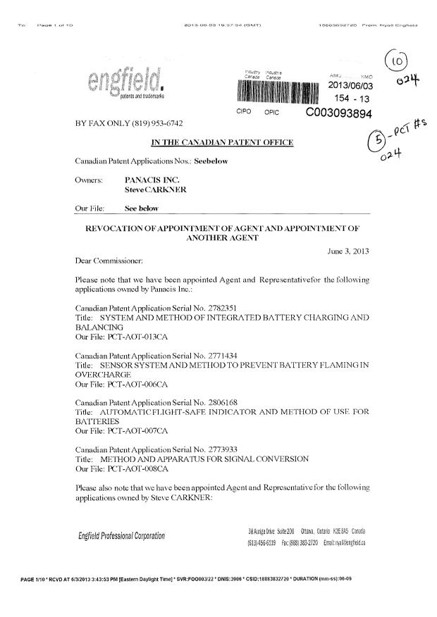 Canadian Patent Document 2635338. Correspondence 20121203. Image 1 of 5