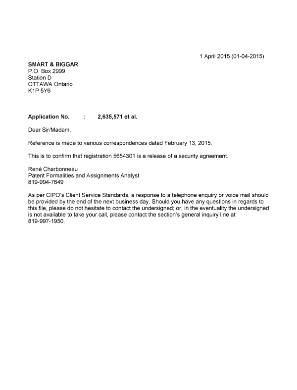 Canadian Patent Document 2635571. Correspondence 20141201. Image 1 of 1