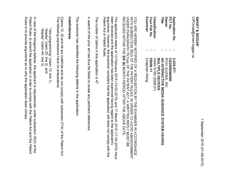 Canadian Patent Document 2635571. Prosecution-Amendment 20141201. Image 1 of 3