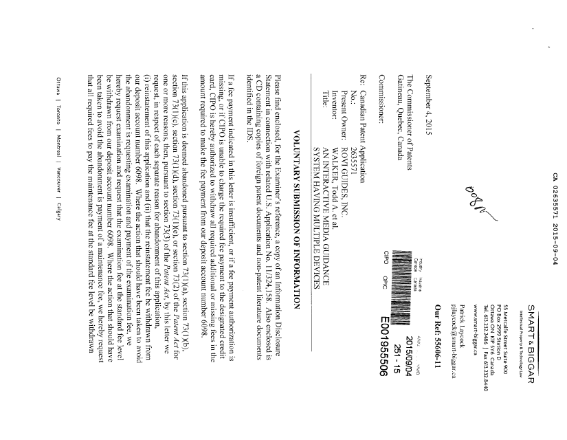 Document de brevet canadien 2635571. Poursuite-Amendment 20141204. Image 1 de 2