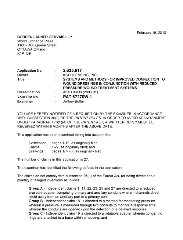 Document de brevet canadien 2635617. Poursuite-Amendment 20100216. Image 1 de 4