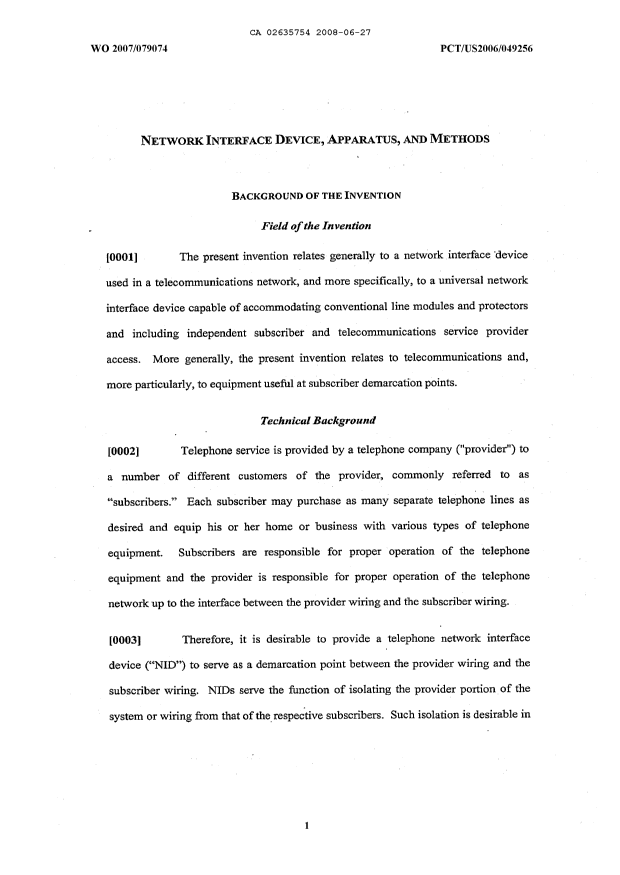 Canadian Patent Document 2635754. Description 20141228. Image 1 of 48