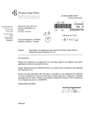 Canadian Patent Document 2637684. Assignment 20160223. Image 1 of 31
