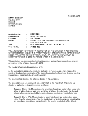 Canadian Patent Document 2637883. Prosecution-Amendment 20130320. Image 1 of 4