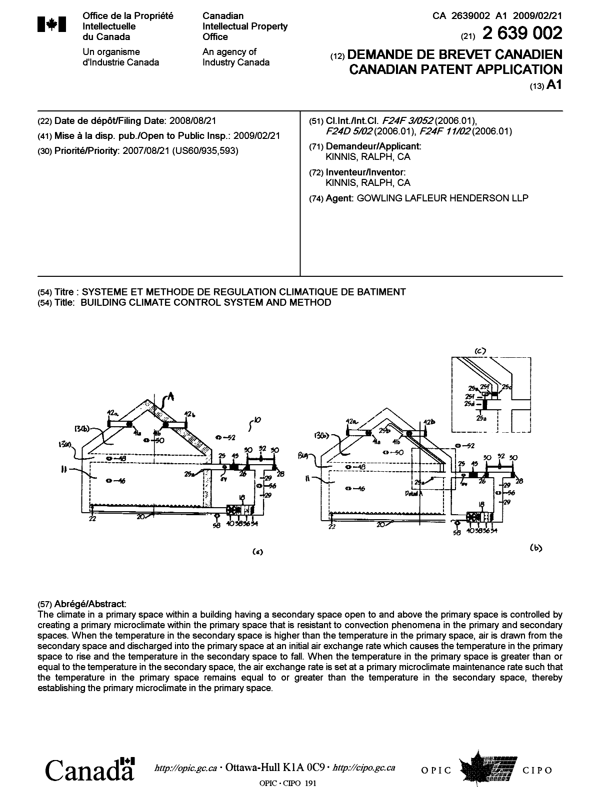 Canadian Patent Document 2639002. Cover Page 20090130. Image 1 of 1