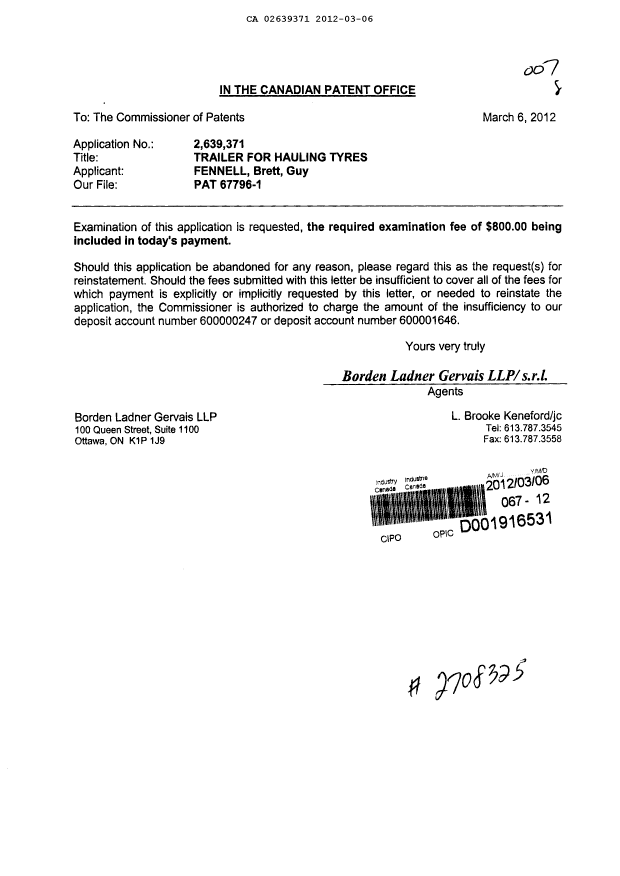 Canadian Patent Document 2639371. Prosecution-Amendment 20111206. Image 1 of 1