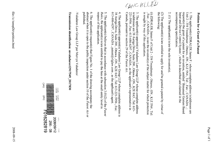 Document de brevet canadien 2639611. Cession 20071212. Image 6 de 6
