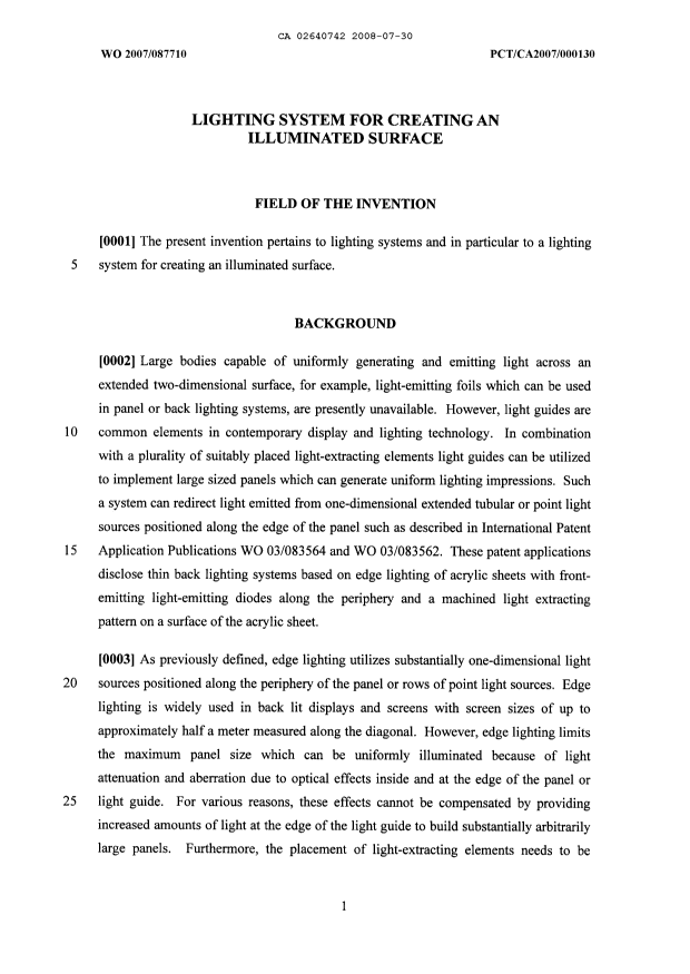 Document de brevet canadien 2640742. Description 20080730. Image 1 de 18