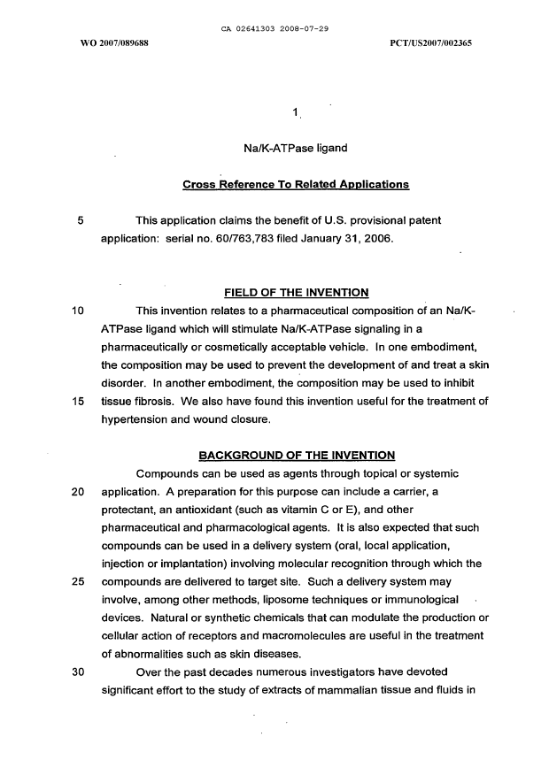 Canadian Patent Document 2641303. Description 20080729. Image 1 of 24
