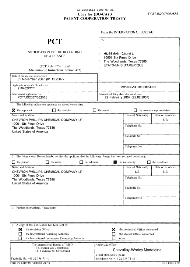 Document de brevet canadien 2641515. PCT 20080731. Image 1 de 4