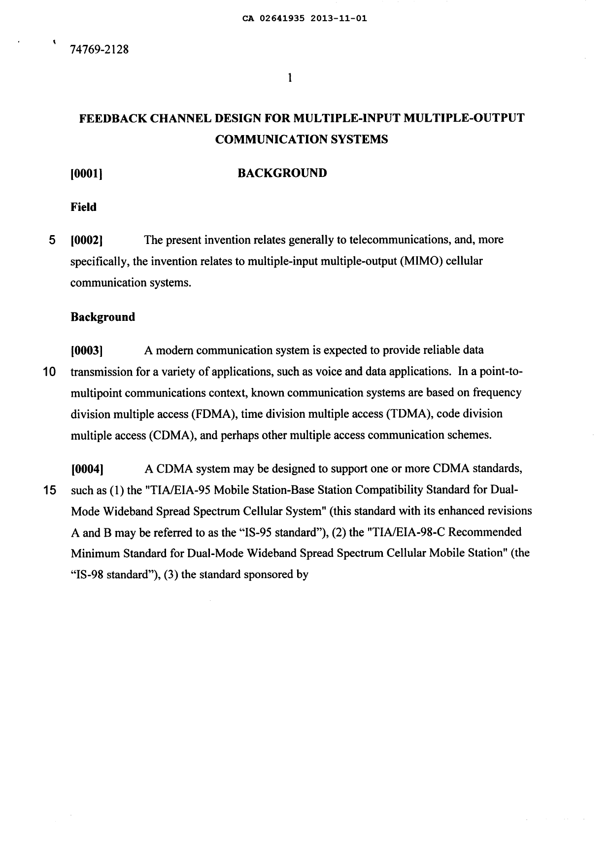 Canadian Patent Document 2641935. Description 20131101. Image 1 of 30