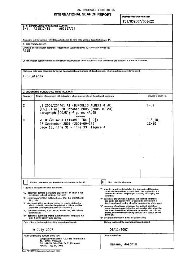 Canadian Patent Document 2642615. PCT 20080815. Image 1 of 4