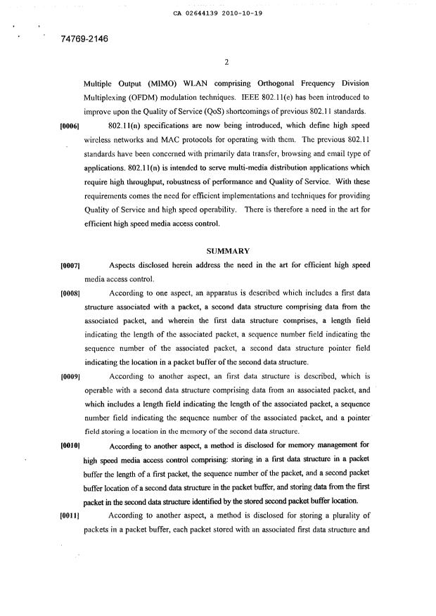 Canadian Patent Document 2644139. Description 20101019. Image 2 of 98