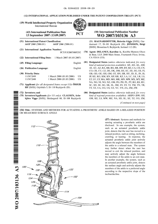 Canadian Patent Document 2644222. Abstract 20071229. Image 1 of 2