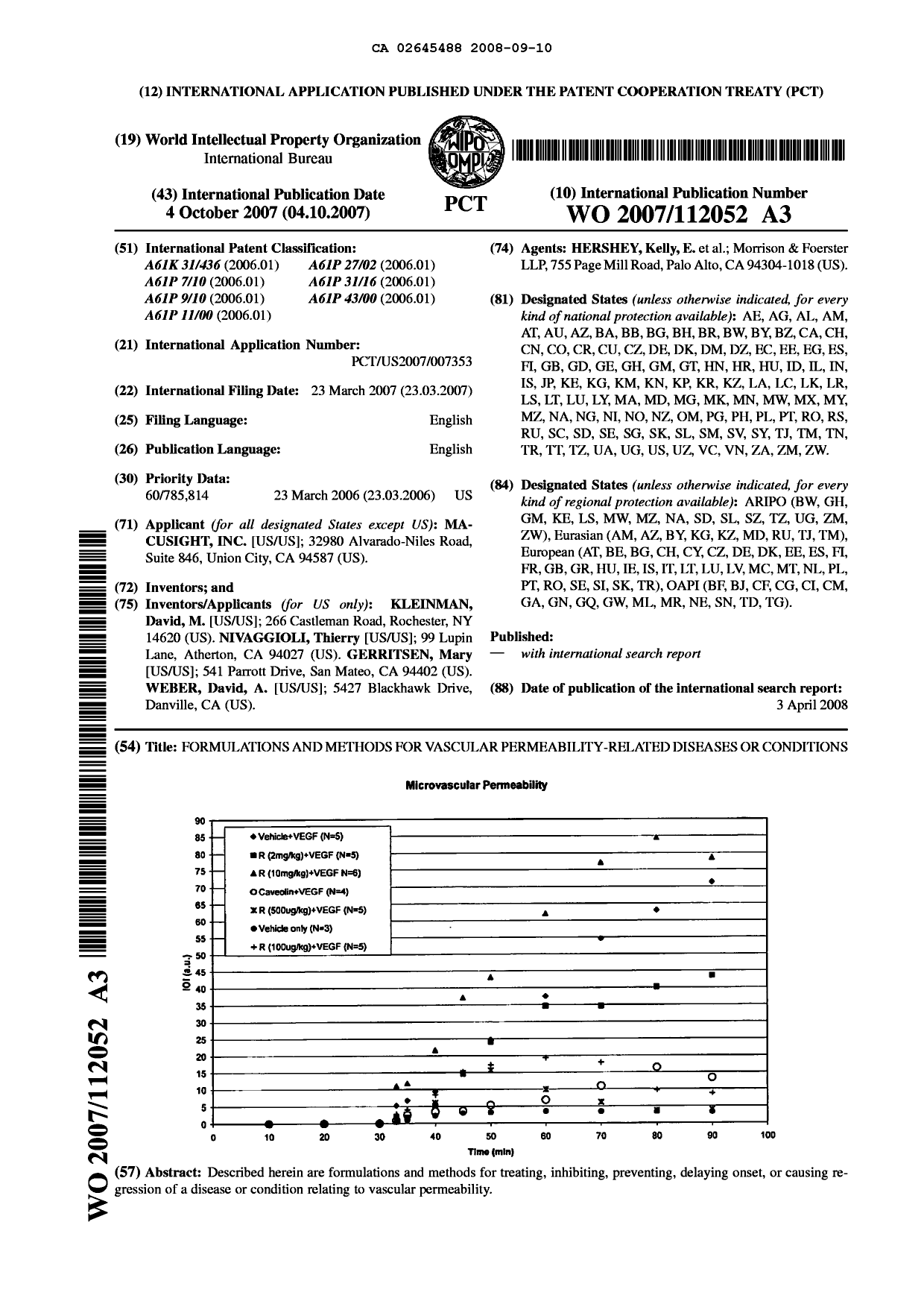 Document de brevet canadien 2645488. Abrégé 20071210. Image 1 de 1