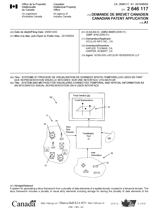 Canadian Patent Document 2646117. Cover Page 20100518. Image 1 of 2