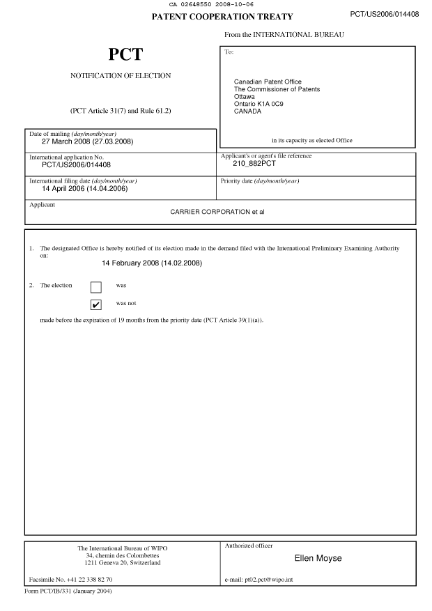 Document de brevet canadien 2648550. PCT 20071206. Image 1 de 9