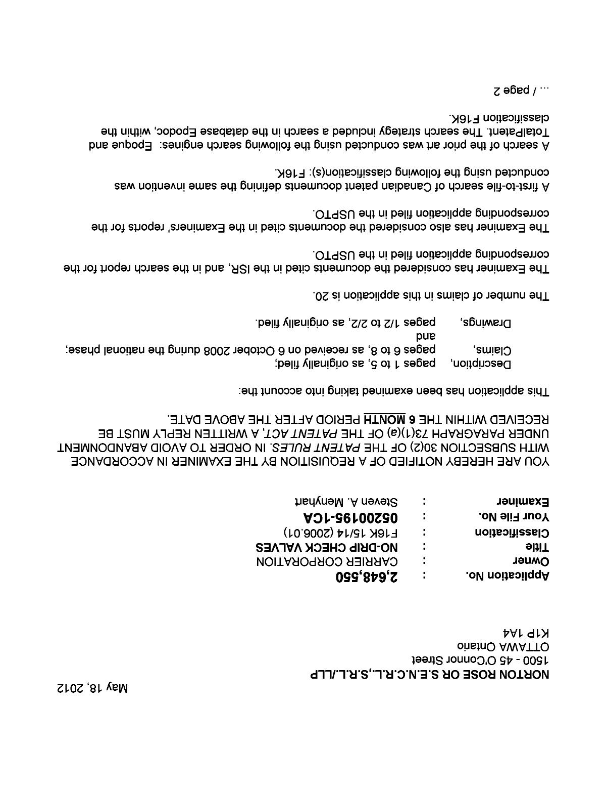 Canadian Patent Document 2648550. Prosecution-Amendment 20111218. Image 1 of 3