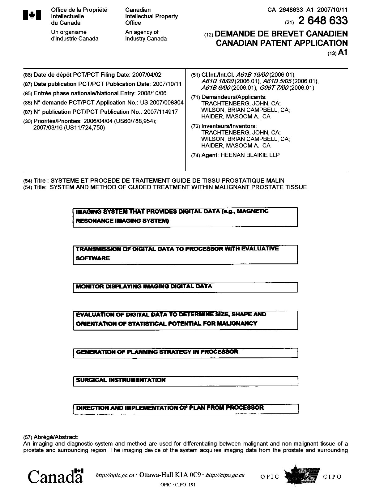 Canadian Patent Document 2648633. Cover Page 20090211. Image 1 of 2