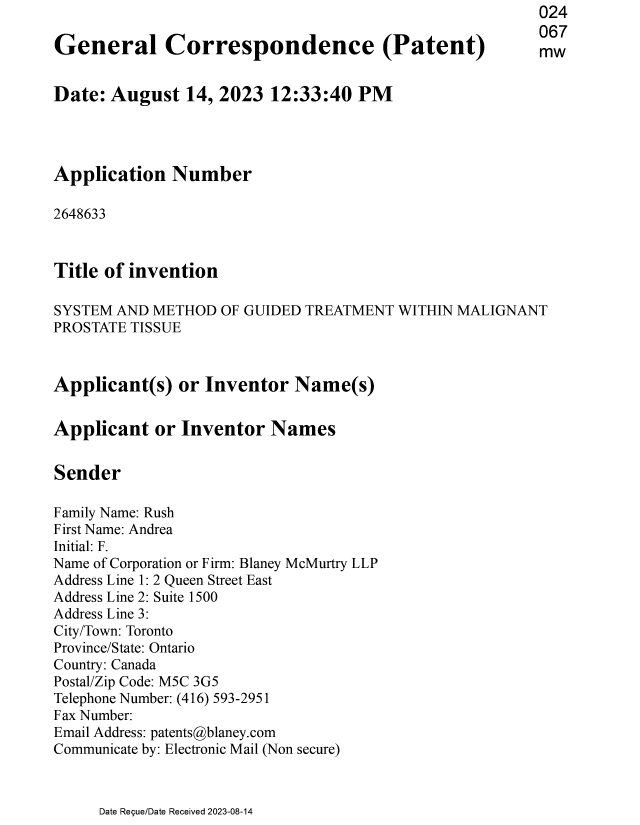 Document de brevet canadien 2648633. Changement de nomination d'agent 20230814. Image 1 de 4