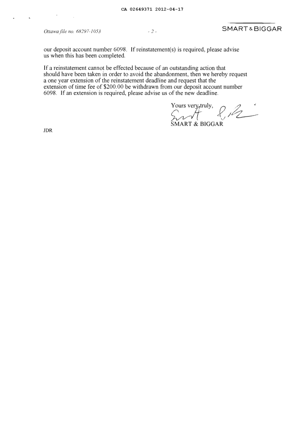 Canadian Patent Document 2649371. Prosecution-Amendment 20120417. Image 2 of 2