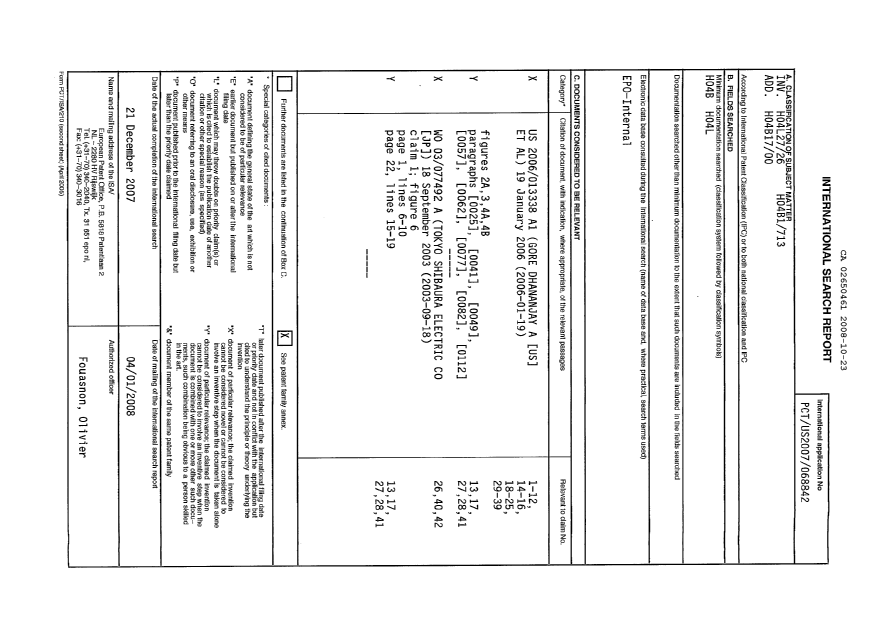 Canadian Patent Document 2650461. PCT 20081023. Image 1 of 2