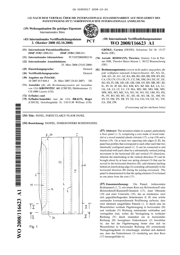 Document de brevet canadien 2650517. Abrégé 20081024. Image 1 de 2