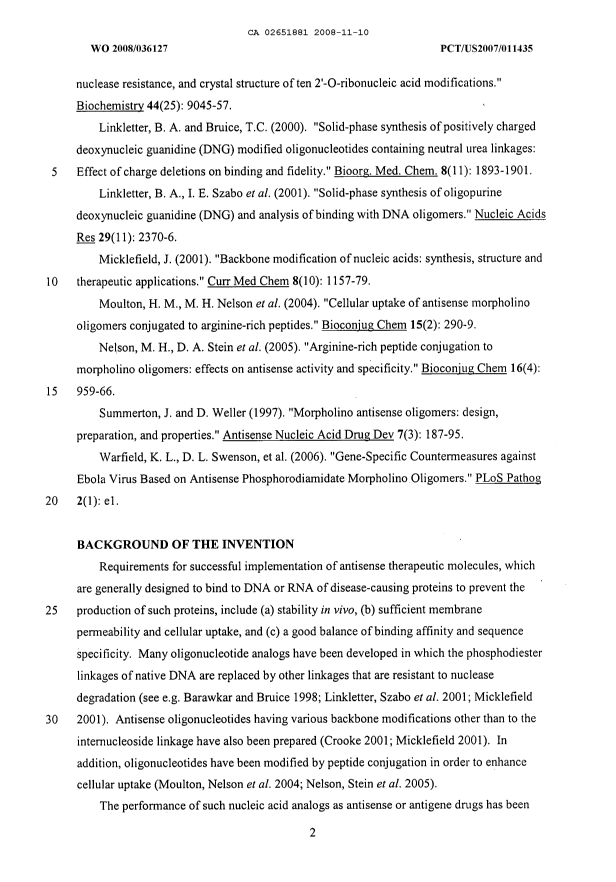 Canadian Patent Document 2651881. Description 20071210. Image 2 of 129