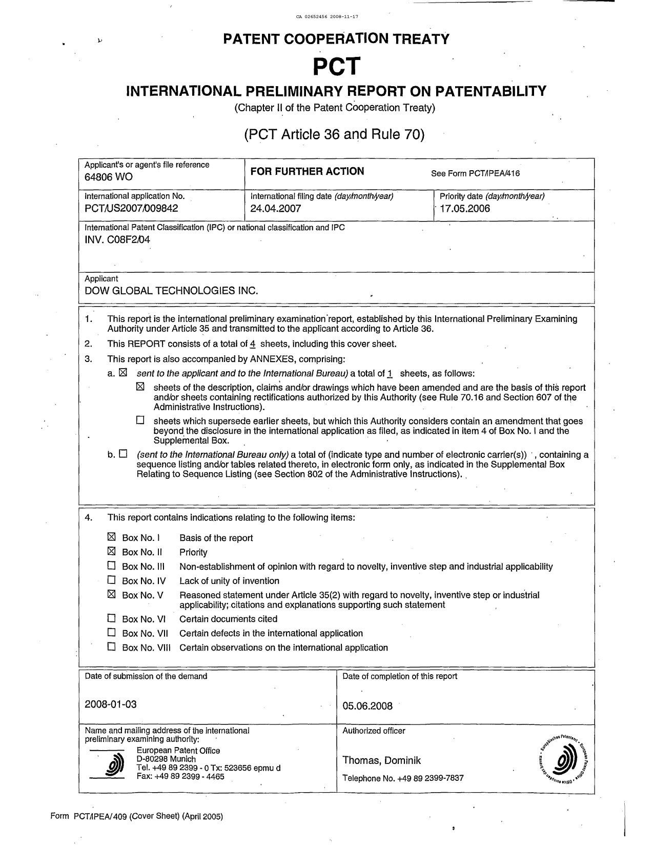 Canadian Patent Document 2652456. PCT 20081117. Image 2 of 8