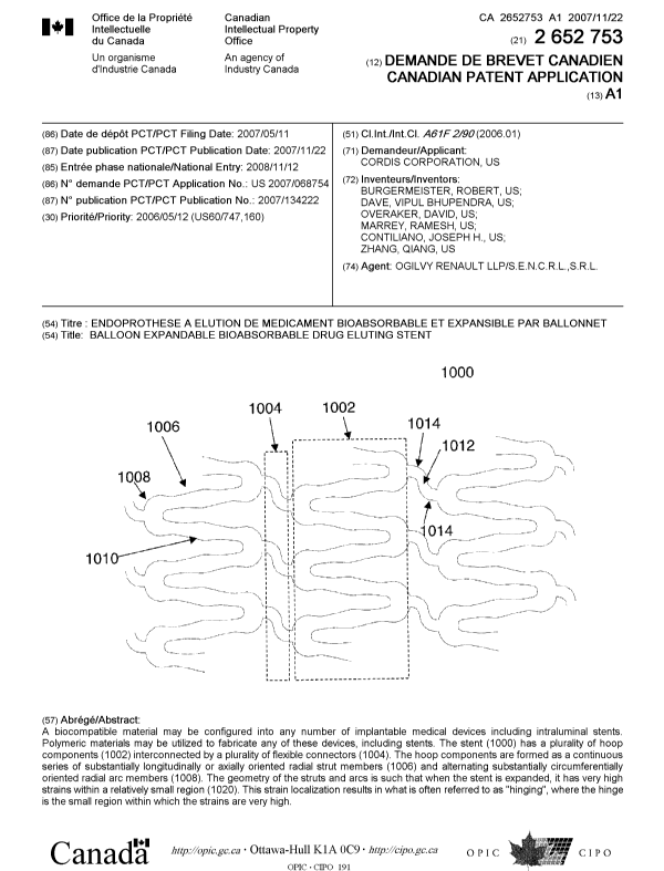 Canadian Patent Document 2652753. Cover Page 20081211. Image 1 of 1