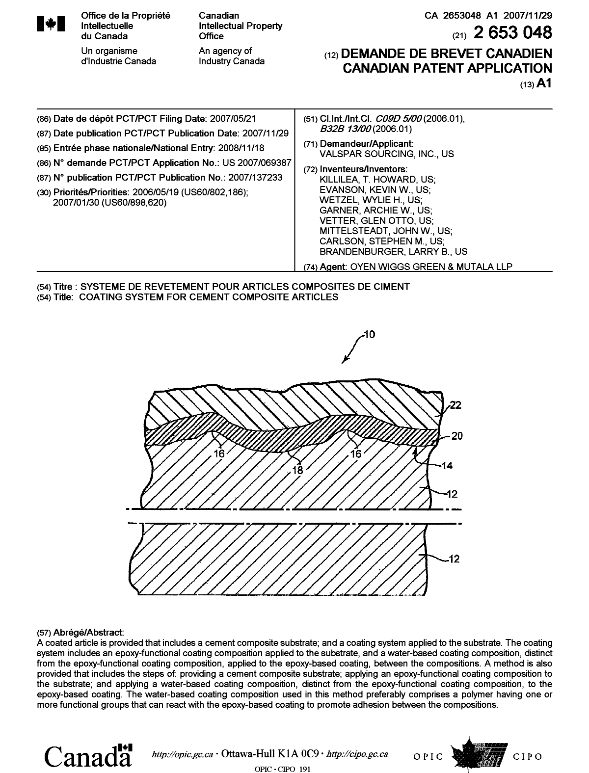 Canadian Patent Document 2653048. Cover Page 20090319. Image 1 of 1