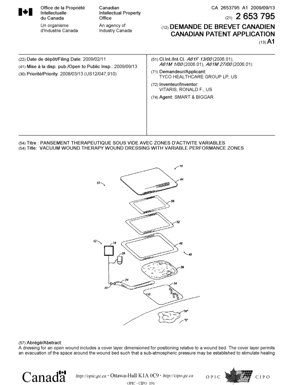 Document de brevet canadien 2653795. Page couverture 20081209. Image 1 de 2