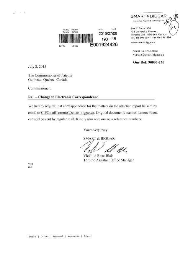 Canadian Patent Document 2653795. Correspondence 20141208. Image 1 of 2