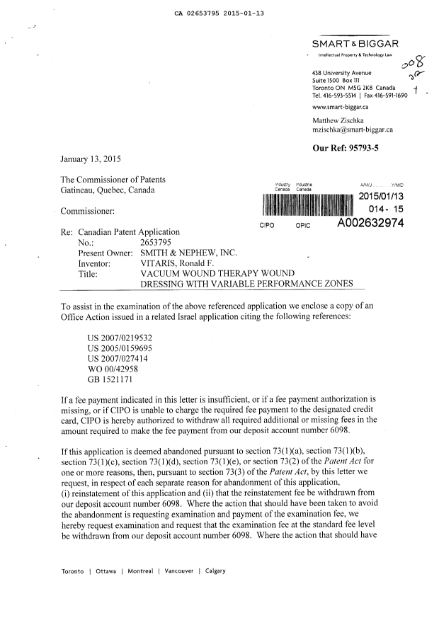 Canadian Patent Document 2653795. Prosecution-Amendment 20141213. Image 1 of 2