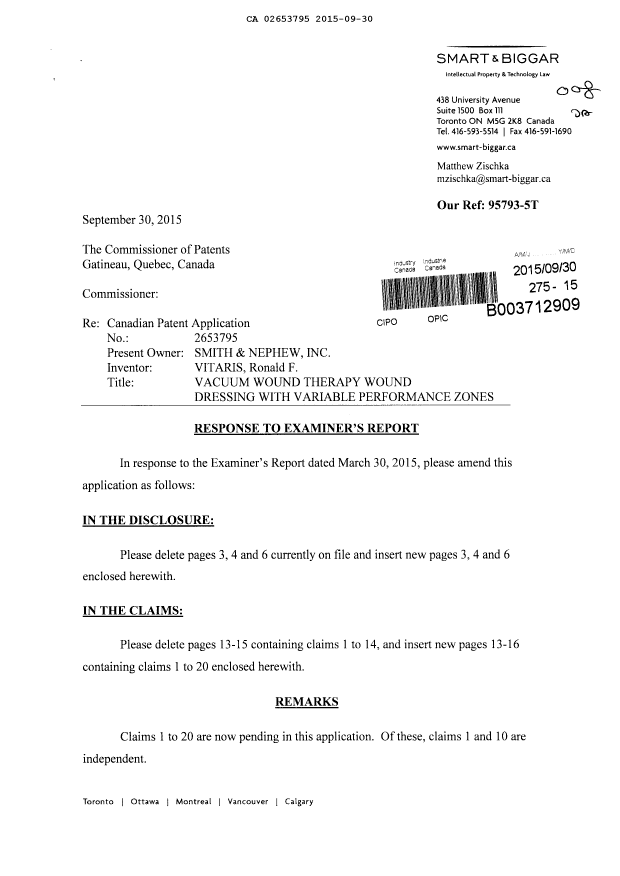 Canadian Patent Document 2653795. Prosecution-Amendment 20141230. Image 1 of 12