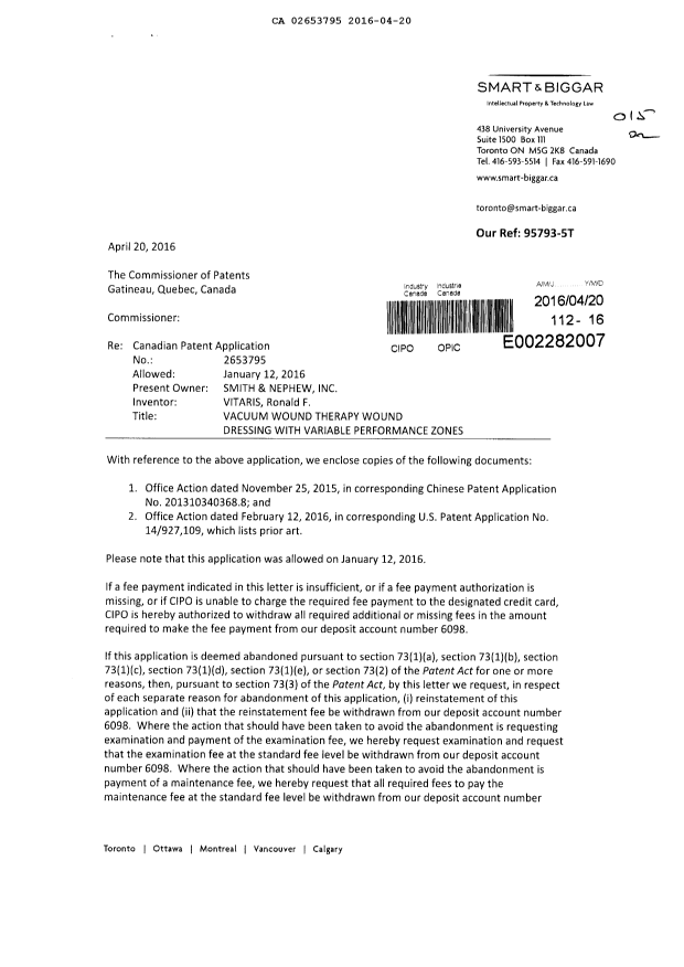 Canadian Patent Document 2653795. Prosecution-Amendment 20151220. Image 1 of 2