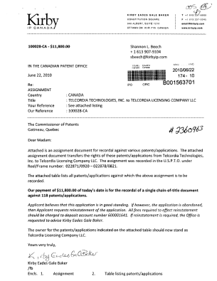 Document de brevet canadien 2653932. Cession 20100622. Image 1 de 12