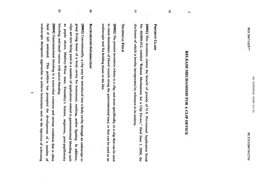 Document de brevet canadien 2654004. Description 20071201. Image 1 de 24