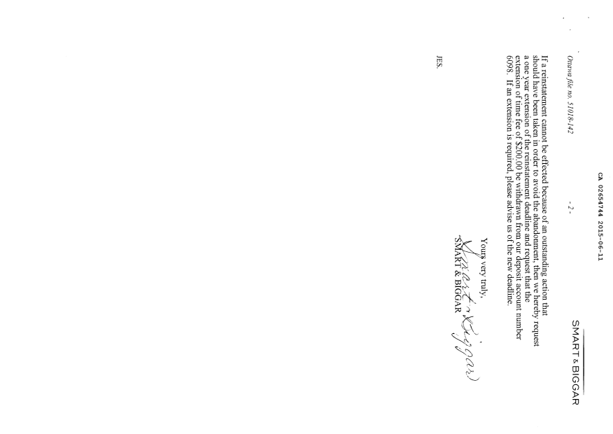 Canadian Patent Document 2654744. Final Fee 20150611. Image 2 of 2