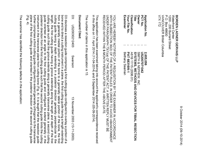 Document de brevet canadien 2655056. Poursuite-Amendment 20141009. Image 1 de 2