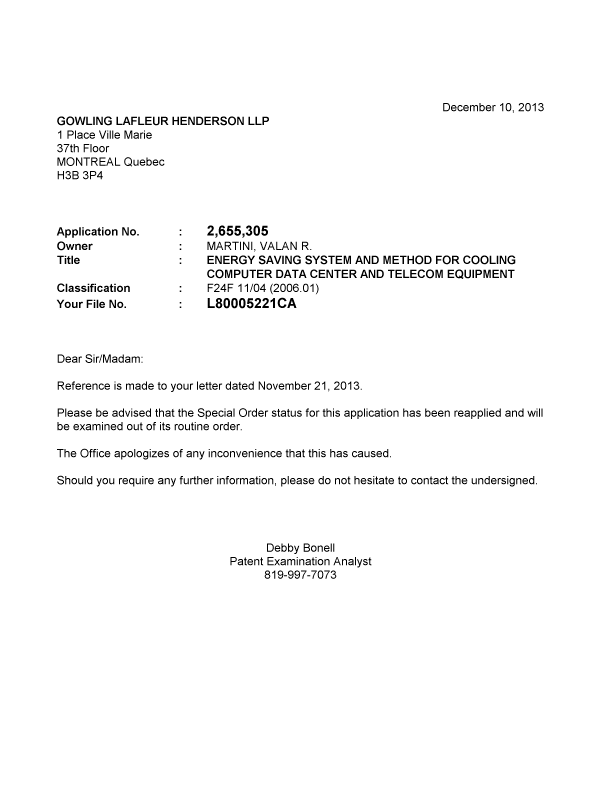 Document de brevet canadien 2655305. Poursuite-Amendment 20121210. Image 1 de 1