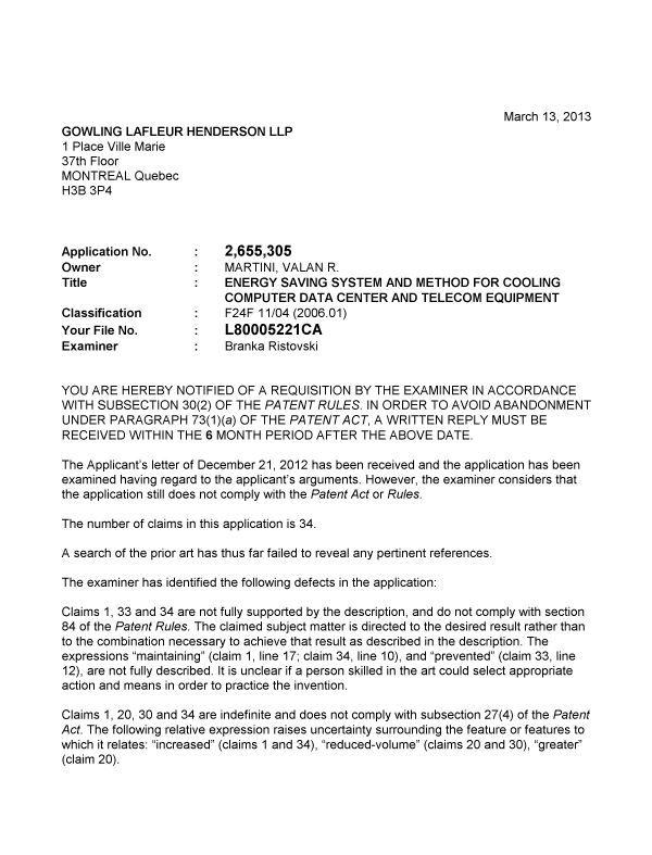 Document de brevet canadien 2655305. Poursuite-Amendment 20121213. Image 1 de 2