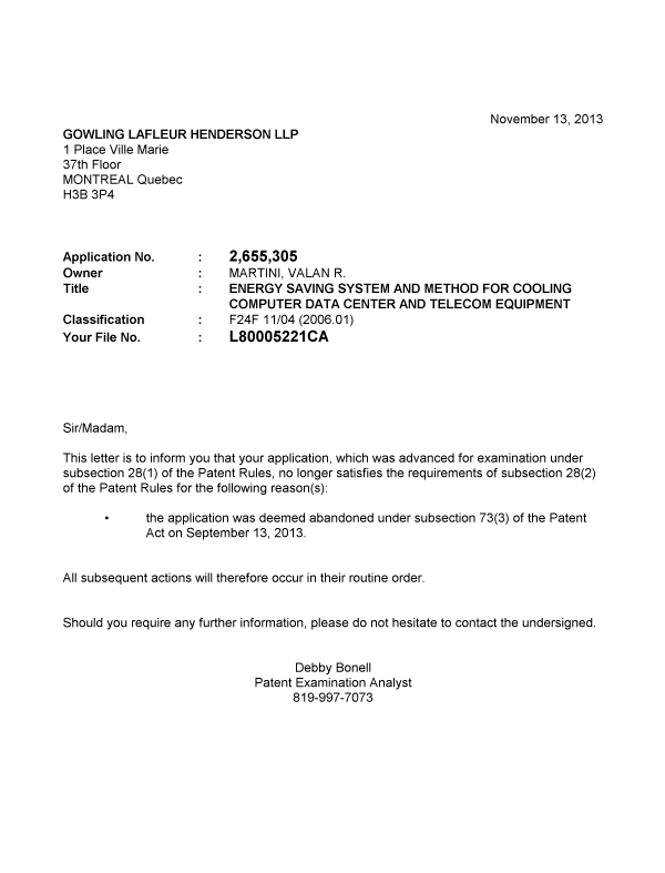 Document de brevet canadien 2655305. Poursuite-Amendment 20121213. Image 1 de 1