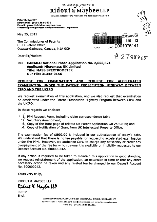 Canadian Patent Document 2655621. Prosecution-Amendment 20120525. Image 1 of 18